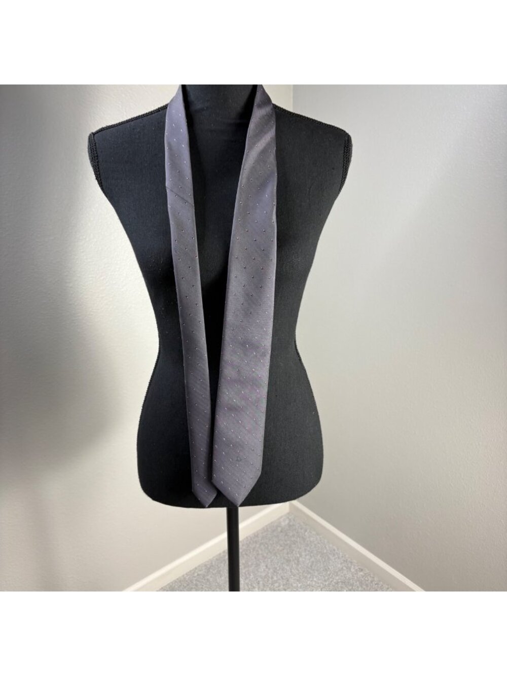 Christian Dior Tie Gray Small Green Accent flawed Classic Designer Monogram